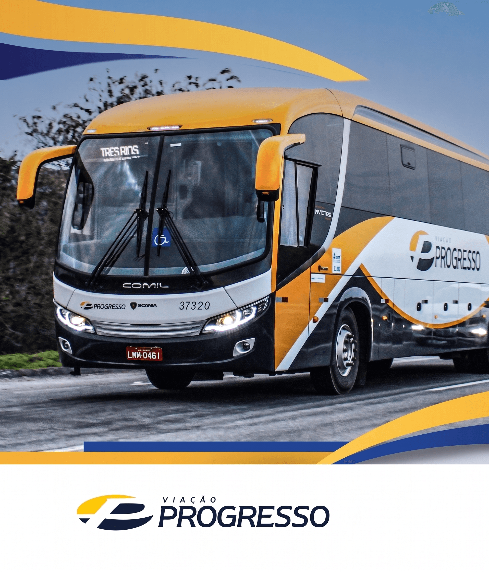 Garagem e frota da Progresso Transportes